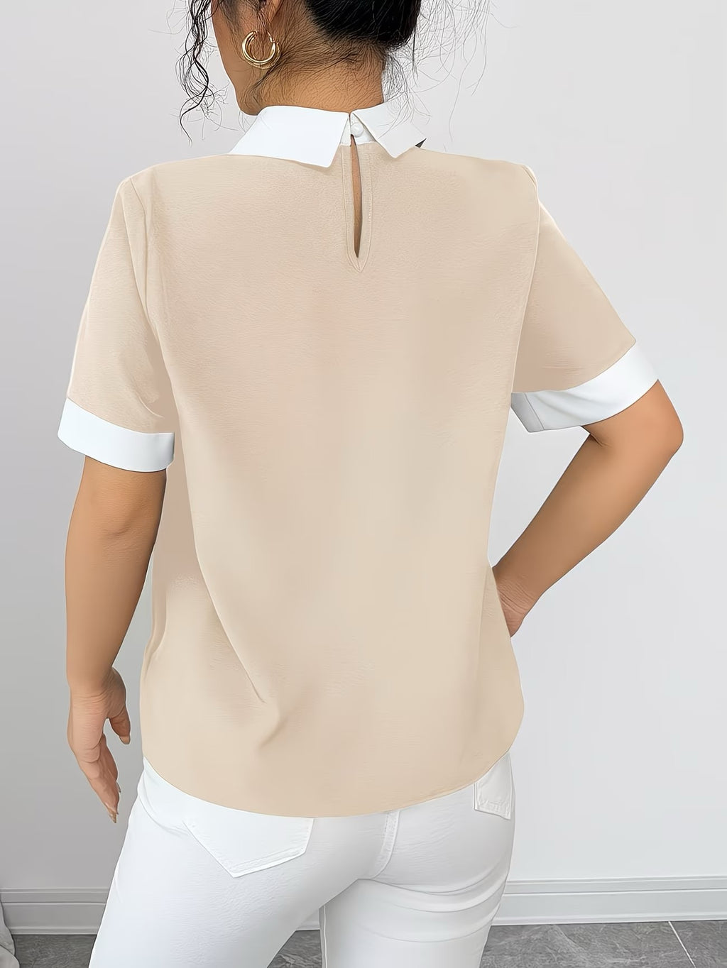 Chemise patchwork à col boutonné et manches courtes