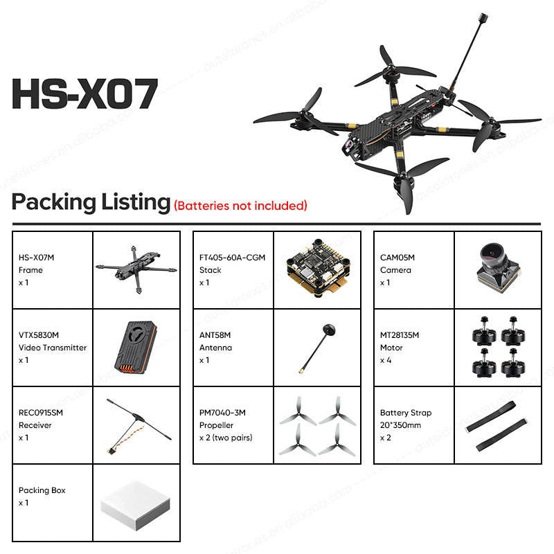 HS Airforce HS X07 7 Zoll Racing FPV mit Kamera Carbonfaser