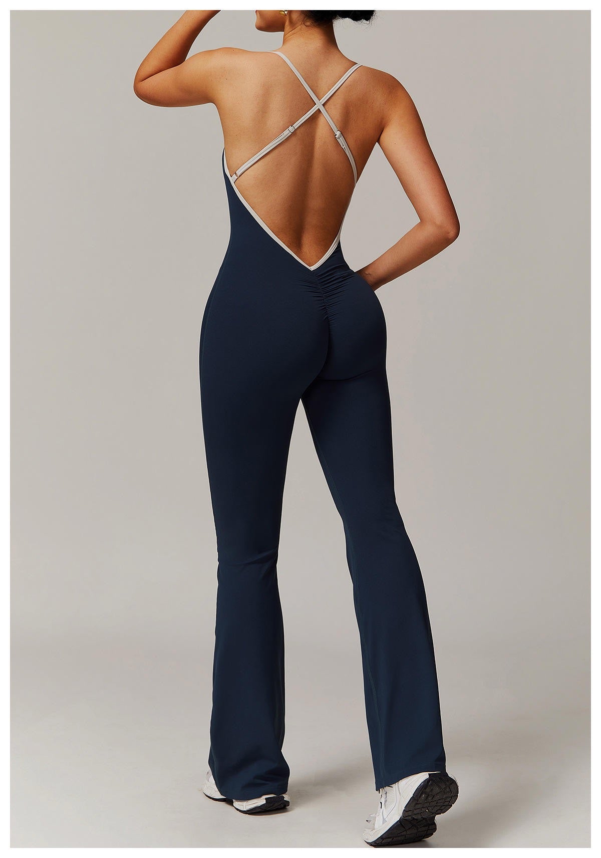 Damen-Gym-Jumpsuit mit überkreuztem Rücken