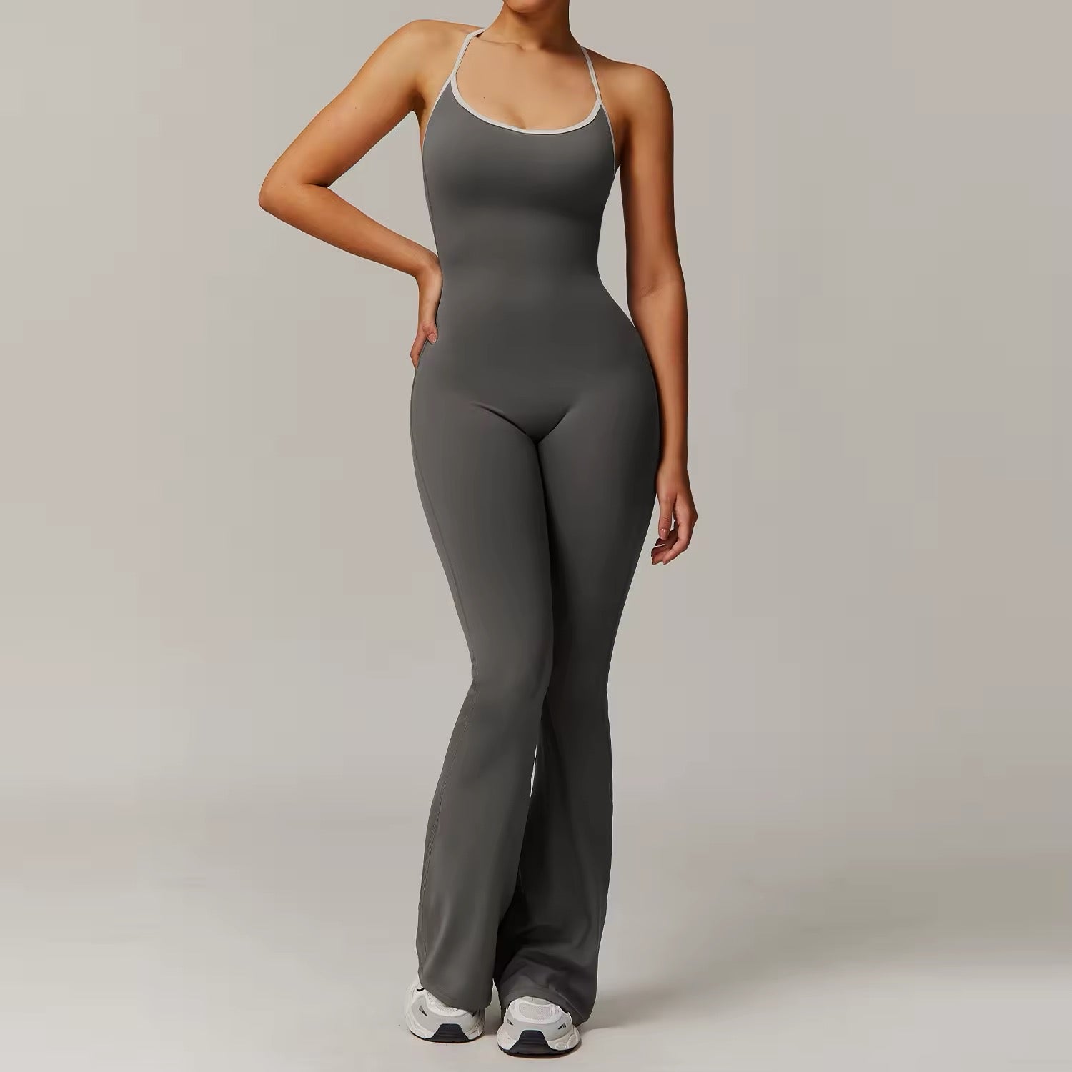 Damen-Gym-Jumpsuit mit überkreuztem Rücken
